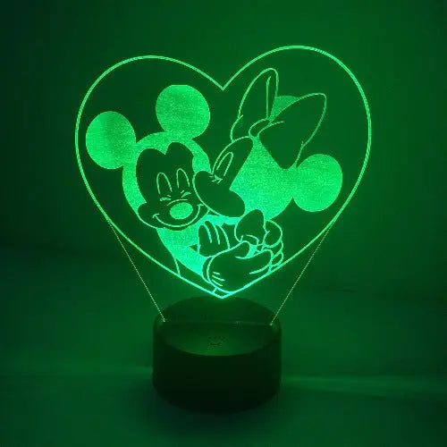 Lampada a led Disney Minnie e Topolino cuore - Ilmioplexiglass