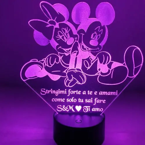 Lampada 3D Led Minnie Personalizzata Con Nome(Disney Topolina