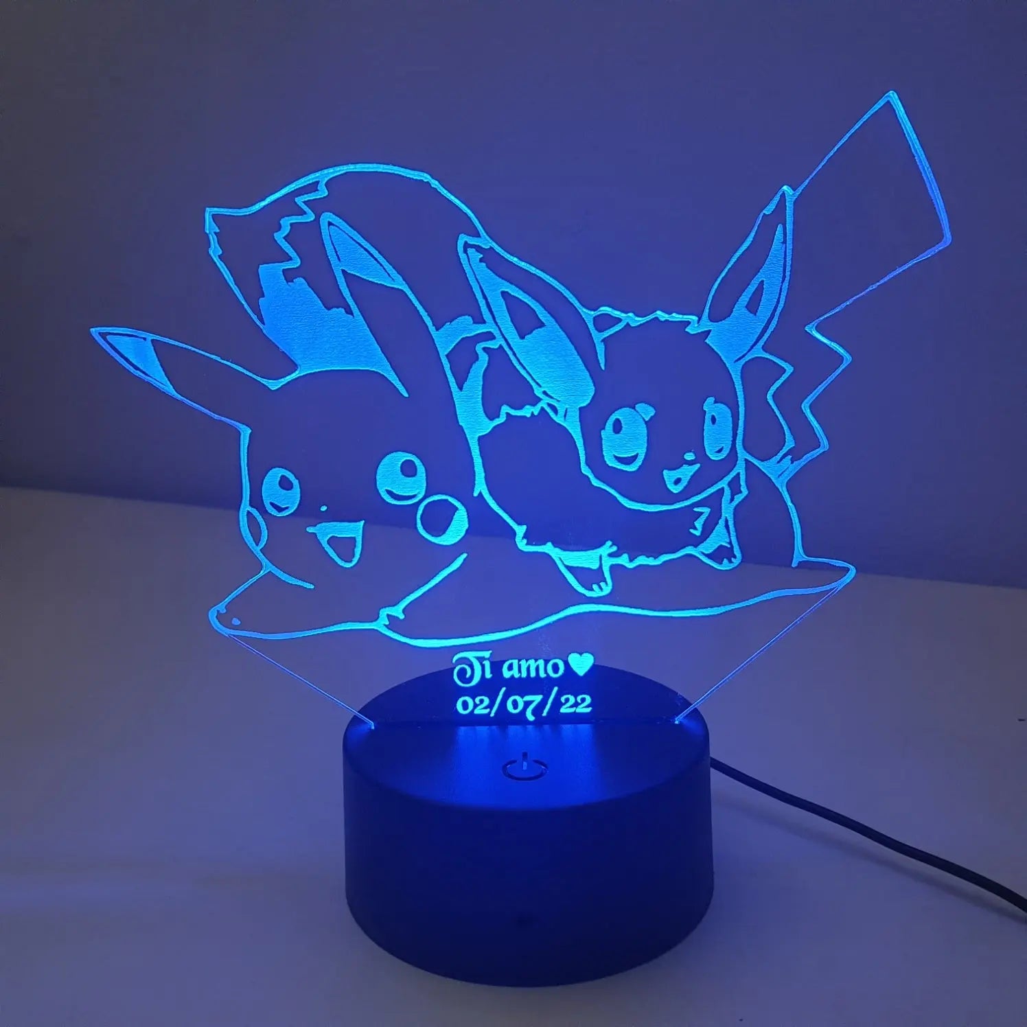 Lampada a led Pokemon Pikachu e Eevee - Ilmioplexiglass