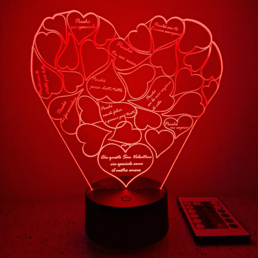 Lampada Led a Forma di Cuore San Valentino - 97549 