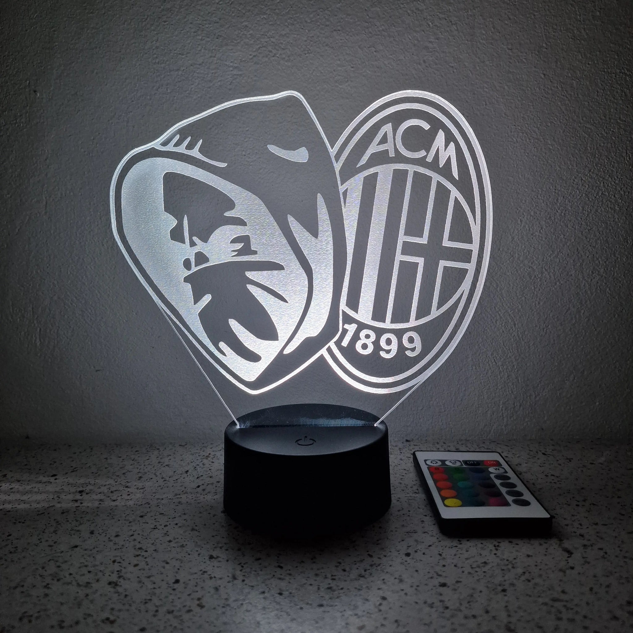 Lampadaire Logo Milan AC Rétro-éclairé LED – Idée Cadeau Supporter, Made In Italy