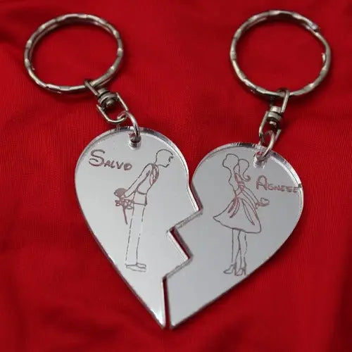 Set Portachiavi Cuore Puzzle Personalizzati per Coppie